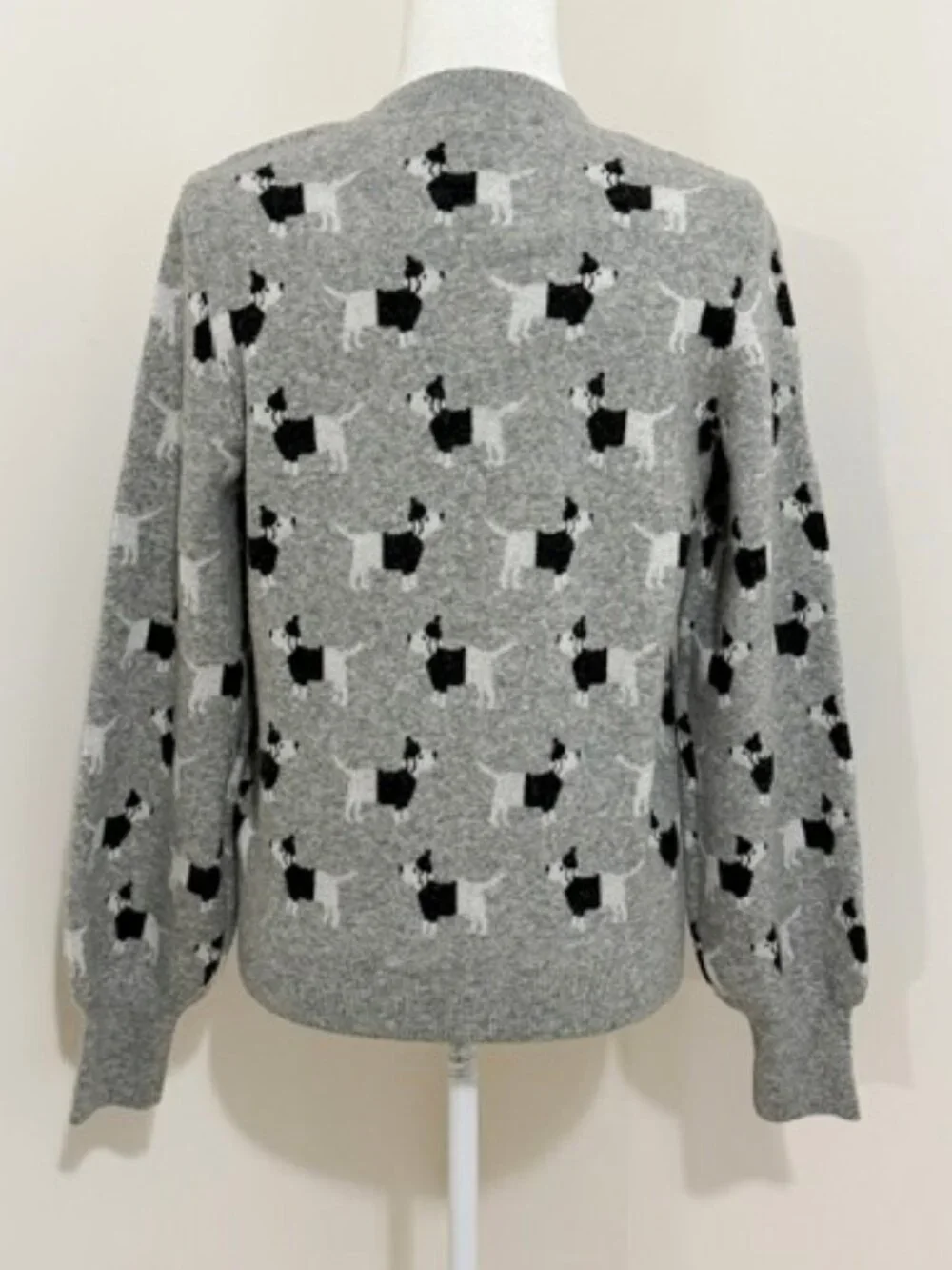 Kate Spade Claude Dachshund Sweater Grey Pullover Wool Blend Women's Size M NWT
